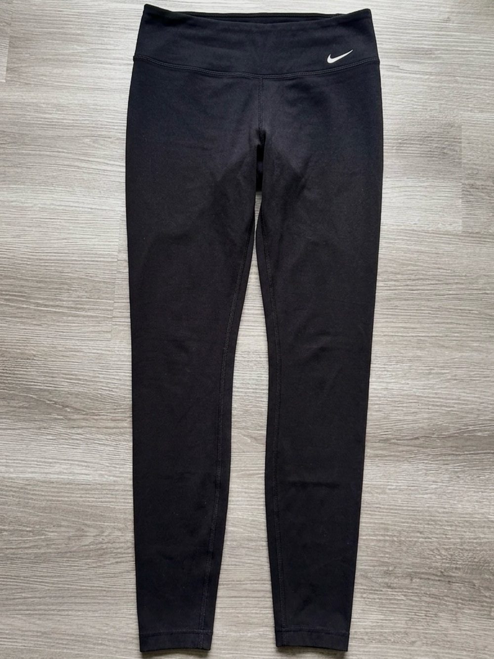 Nike Black dri-fit Leggings with White Swoosh - size S